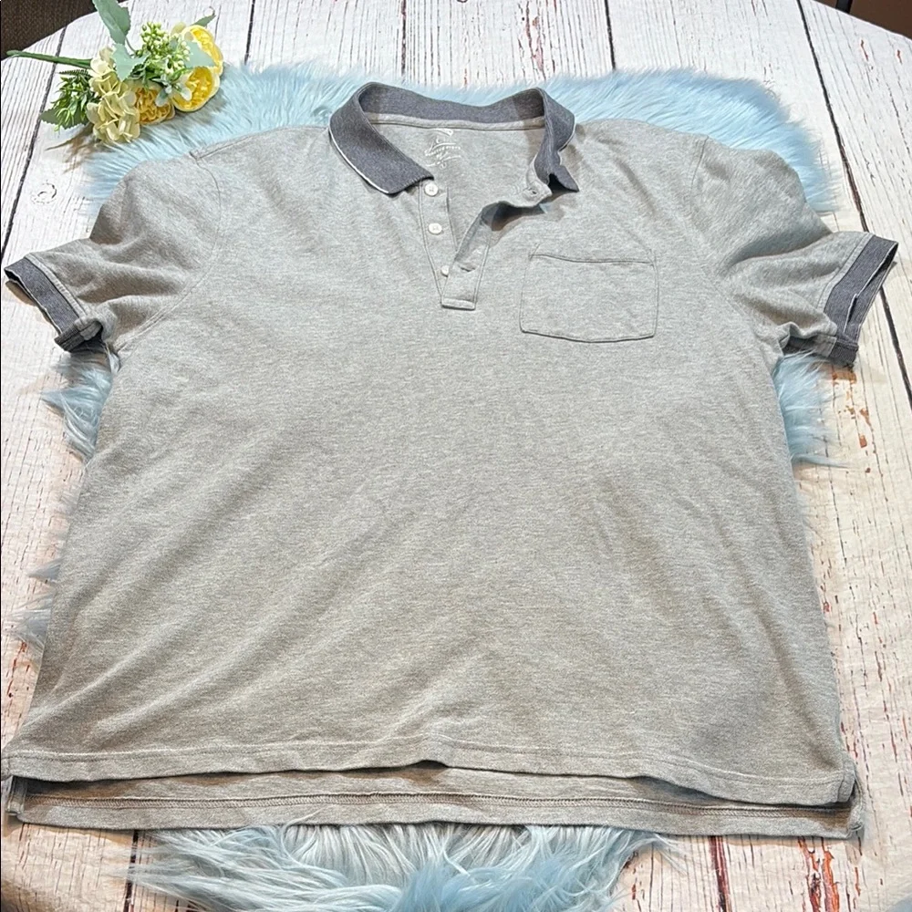 J. Crew Grey Stretch Pique Short Sleeve Pocket Polo sz L